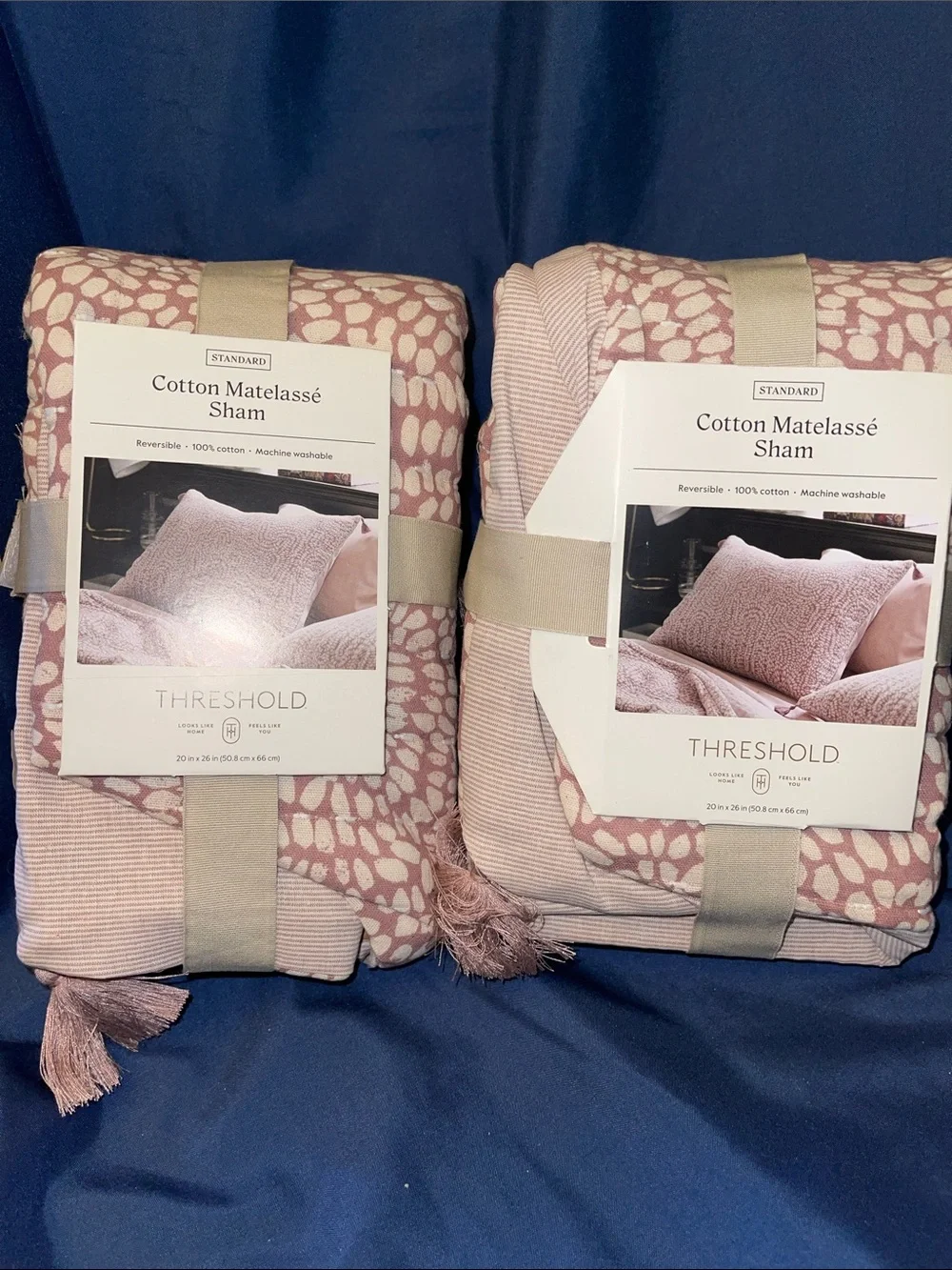 Threshold Cotton Matelassé Sham Pair - Light Pink Pattern